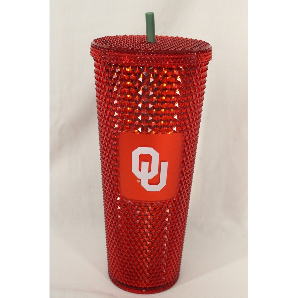 Starbucks Tumbler Oklahoma Sooners OU 24oz Red Studded Plastic Cup Collegiate